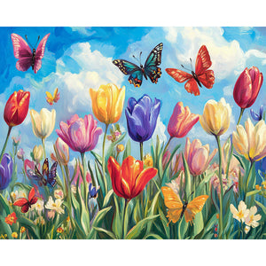 Tulip And Butterfly Painting By Number 2
