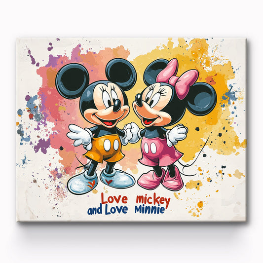 Love Mickey And Love Minnie Painting By Number 1
