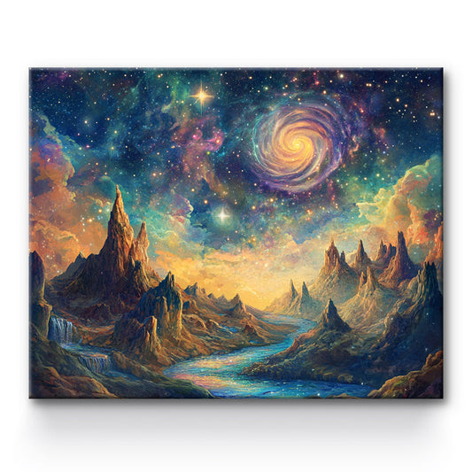 Starry Sky Mountains Painting By Number 1