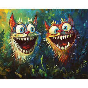 Laughing Two Cats Painting By Number 2