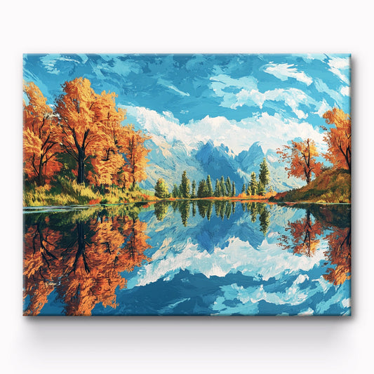 Mountain Forest Lake Painting By Number 1