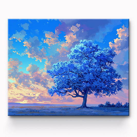 Blue Sky White Clouds Trees Painting By Number 1