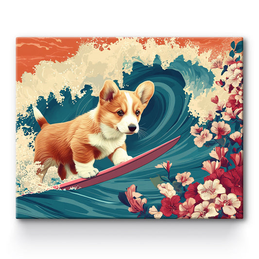 Surfing Corgi dog Painting By Number 1