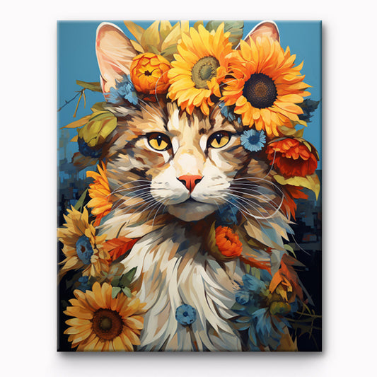 Flower Cat Painting By Number 1
