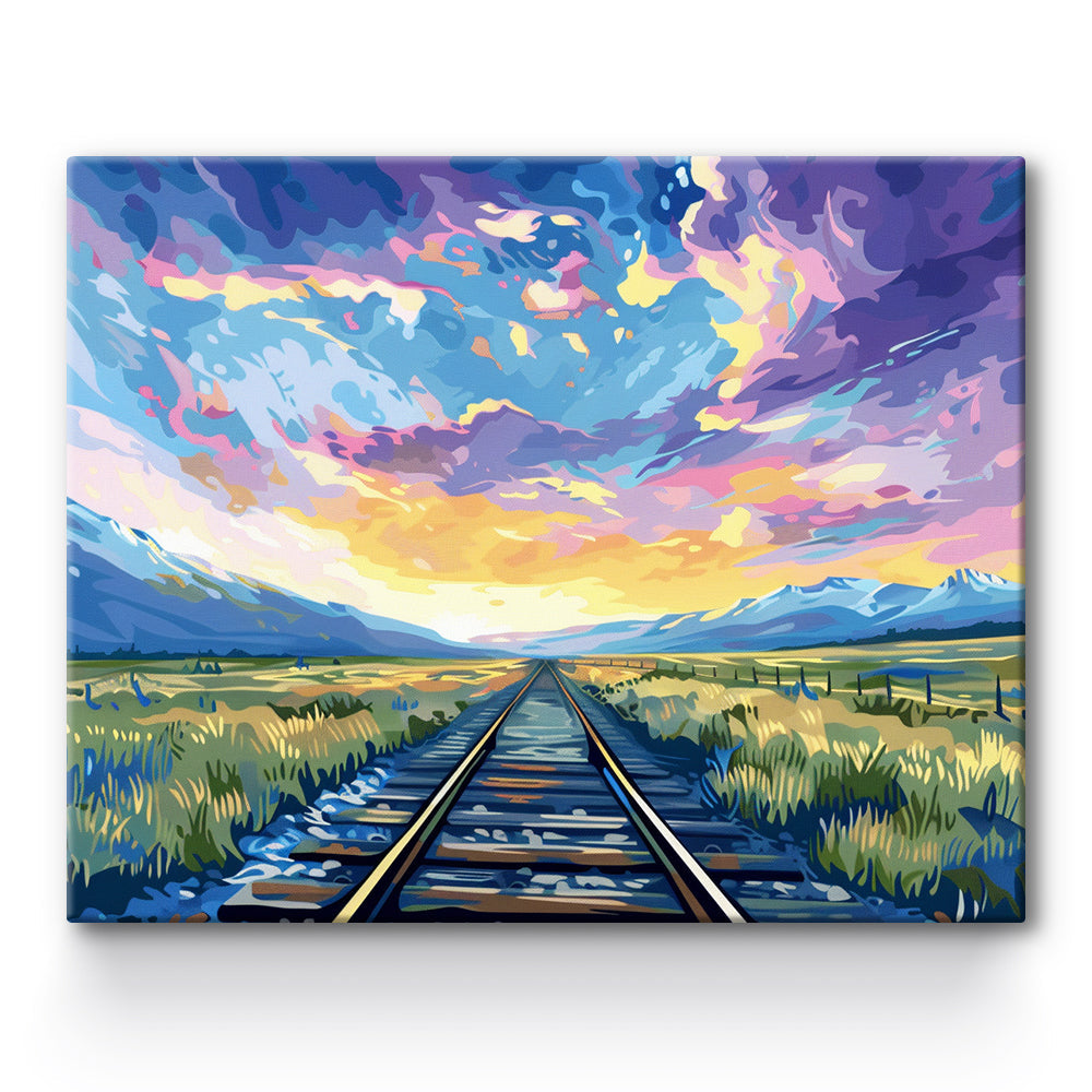 Railroad Tracks Fields  Painting By Number 1