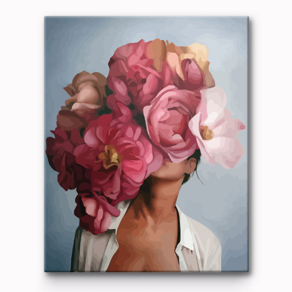 Pink Flower Girl Painting By Number 1