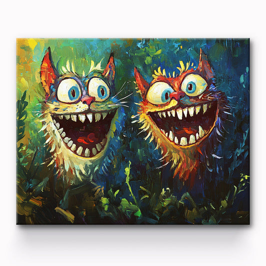 Laughing Two Cats Painting By Number 1