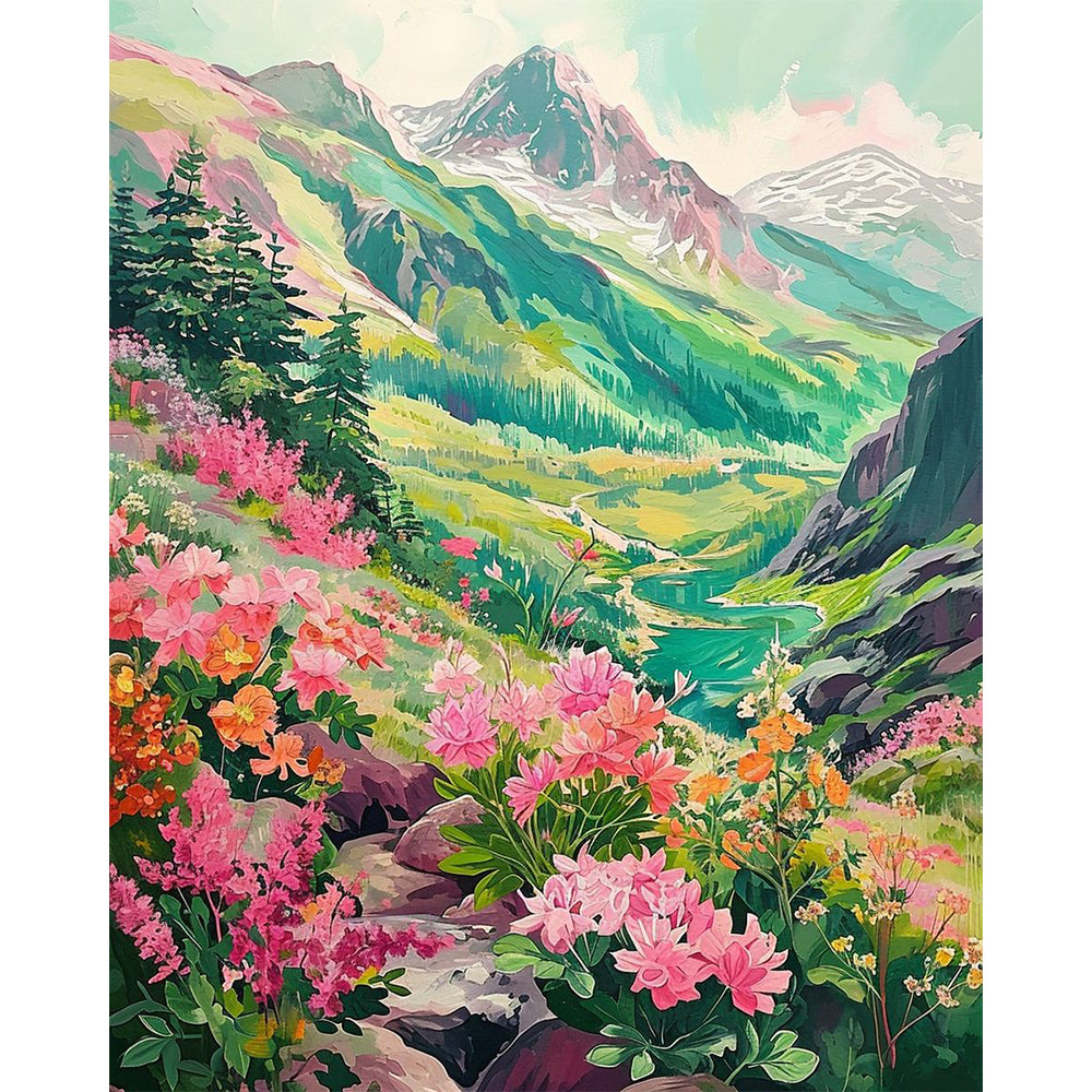Valley Flower Landscape Painting By Number 2