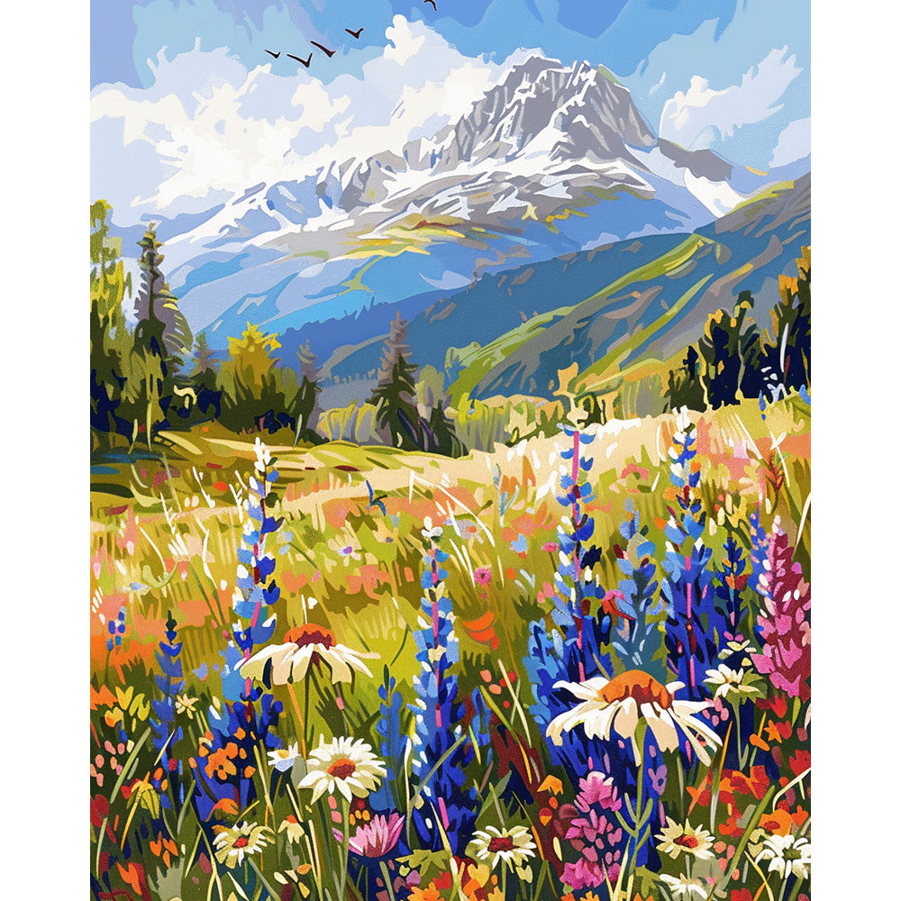 Landscape of the Flowering Mountains Painting By Number 2