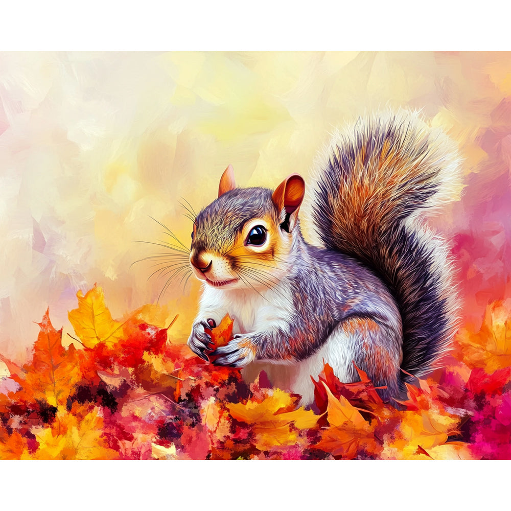 Squirrel And Maple Leaf  Painting By Number 2