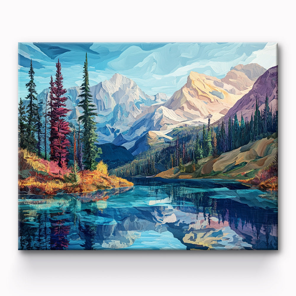 Mountain Forest Lake Painting By Number 1