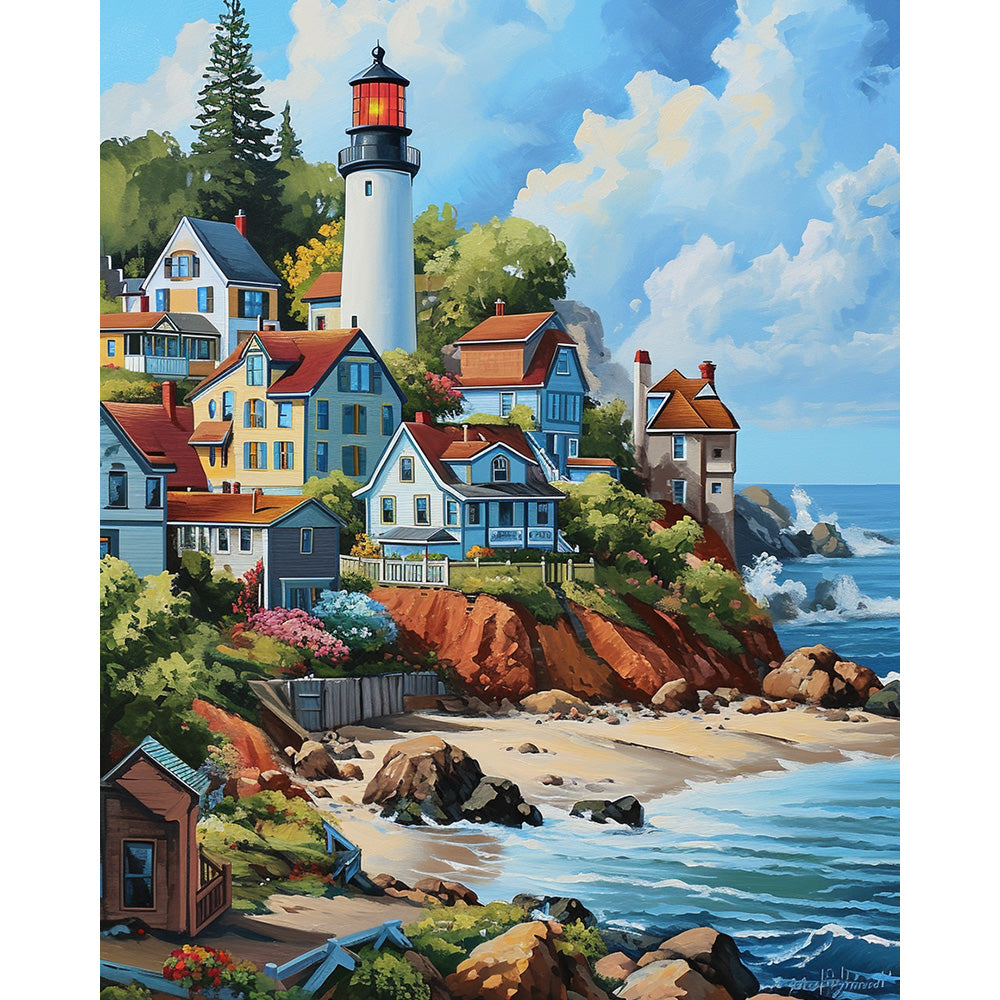 Seaside Houses Painting By Number 2