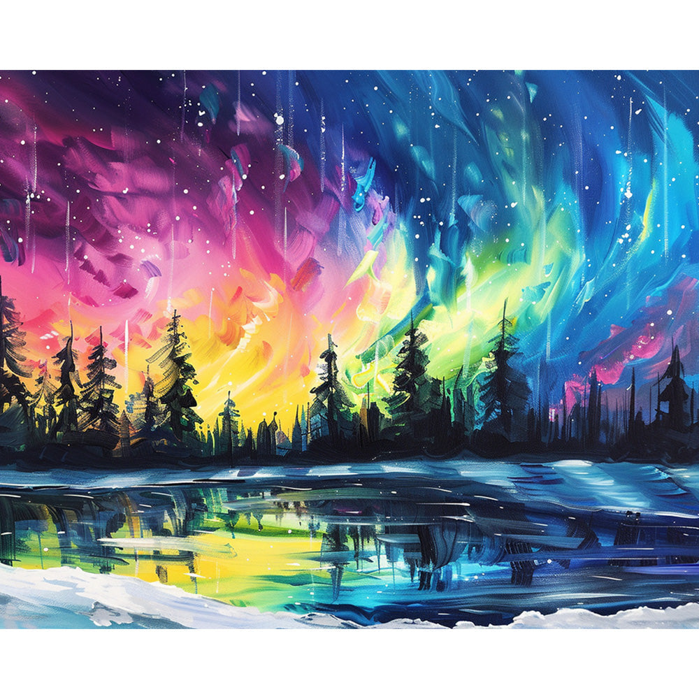 Aurora And The Trees Painting By Number 2