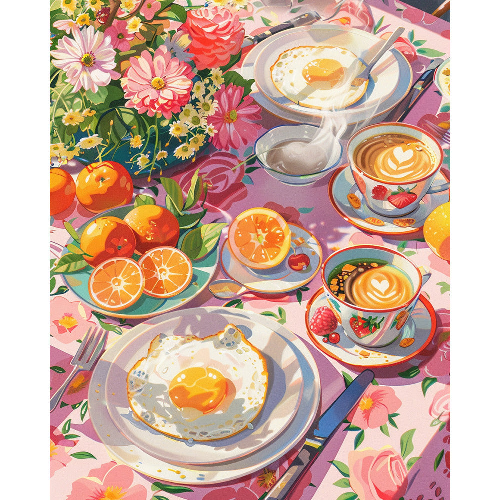 Enjoying Food Time Painting By Number 2