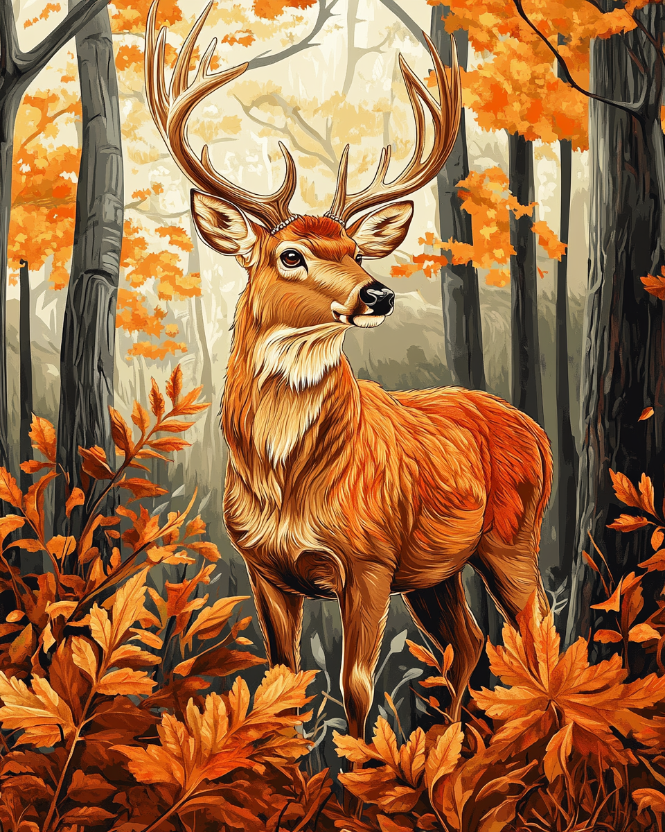 Deer in the Fall Painting By Number 2