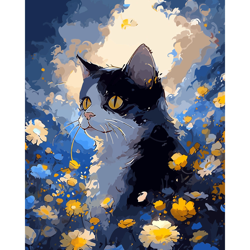 Flower Cat Painting By Number 2