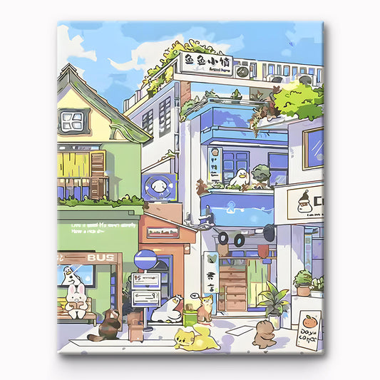 Cartoon Building Painting By Number 1