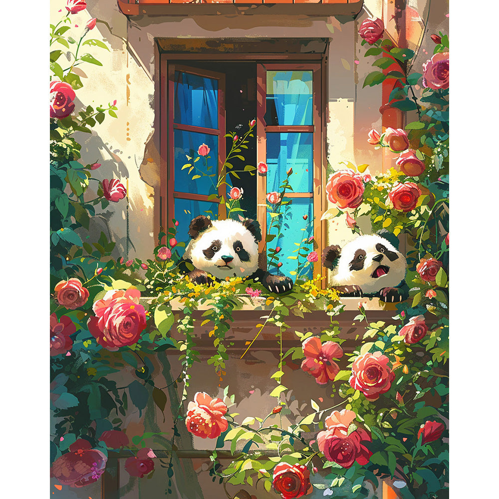 Panda Sunbathing In The Window Painting By Number 2