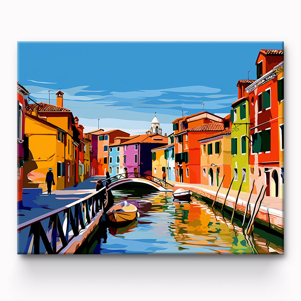 Water Town City Painting By Number 1