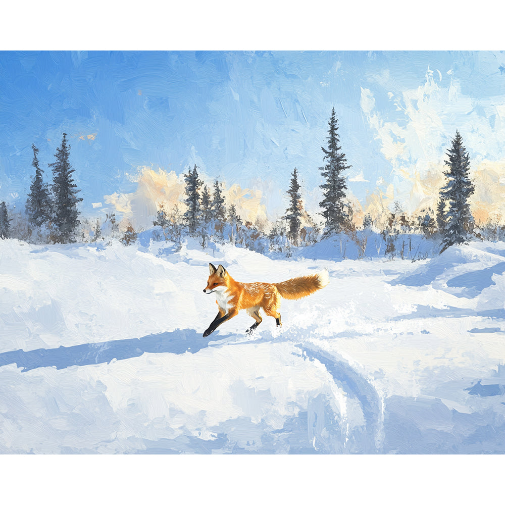 Fox Running in the Snow Painting By Number 2