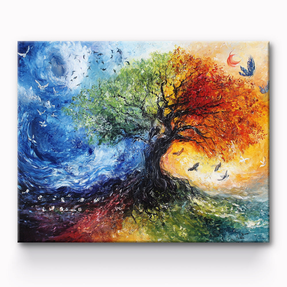 Fire and Ice World Tree Painting By Number 1