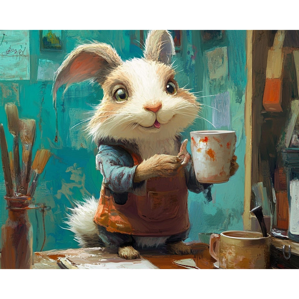 Rabbit Lifting Glass Painting By Number 2