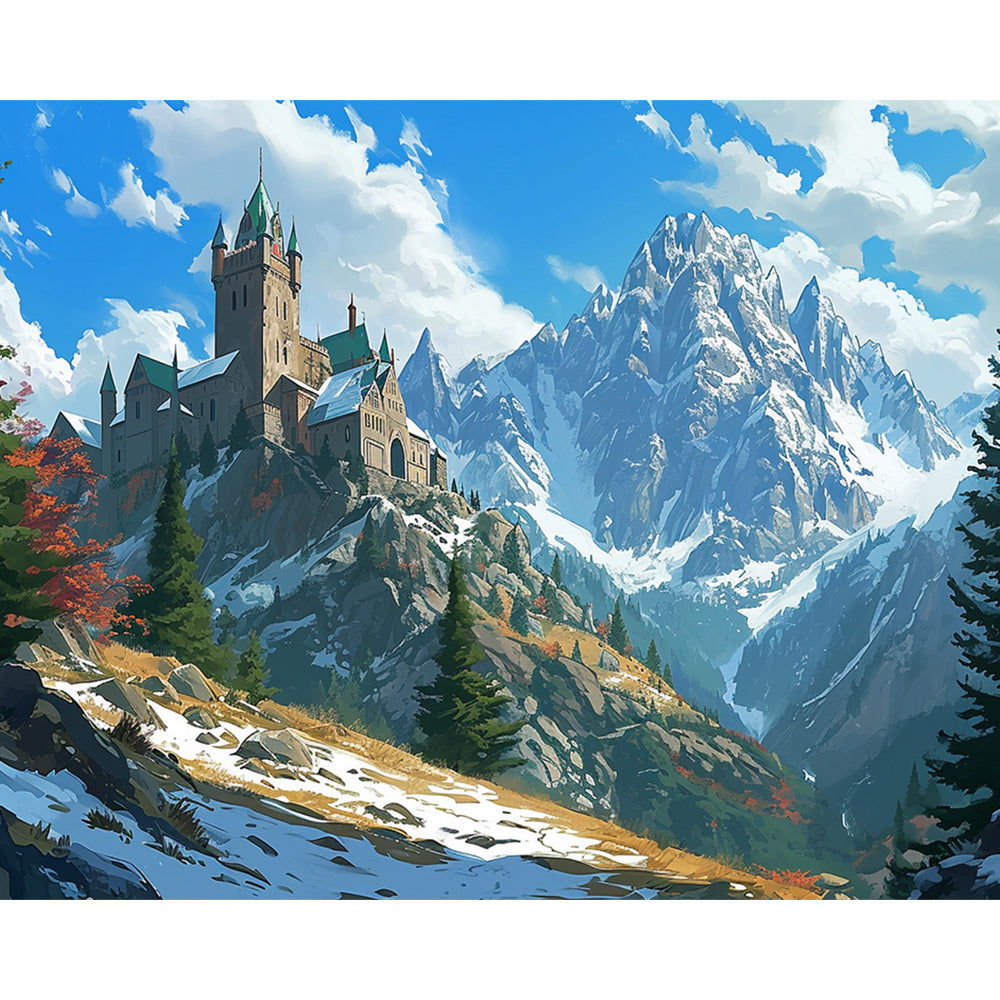 Castle Of The Mountains Painting By Number 2