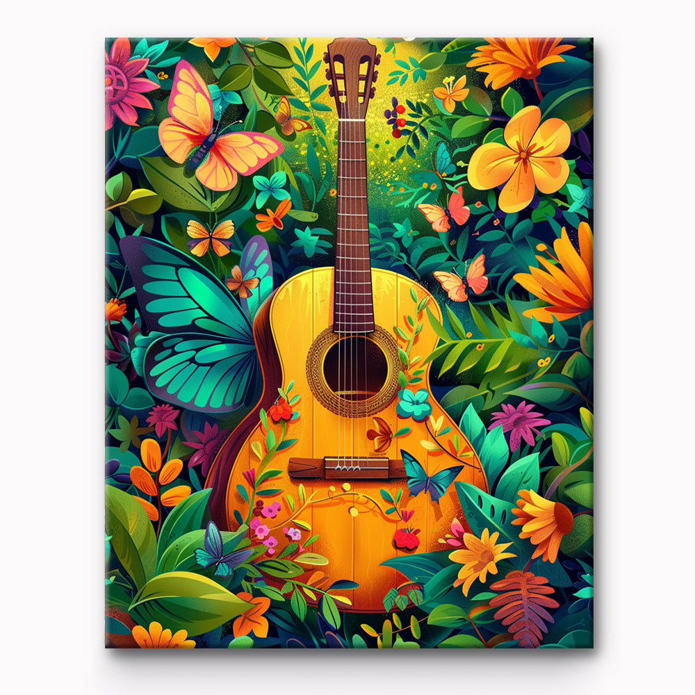 Butterfly and Guitar Painting By Number 1