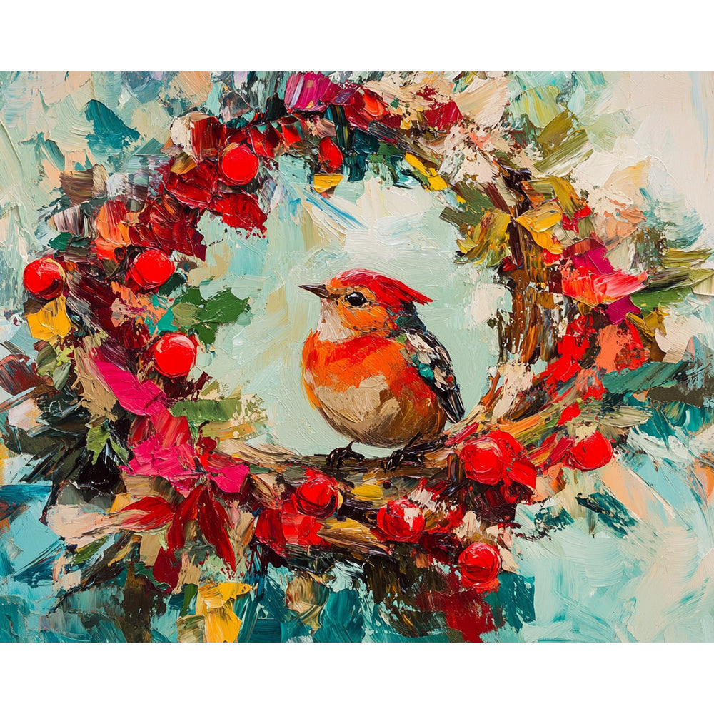 Wreath And Magpie Painting By Number 2
