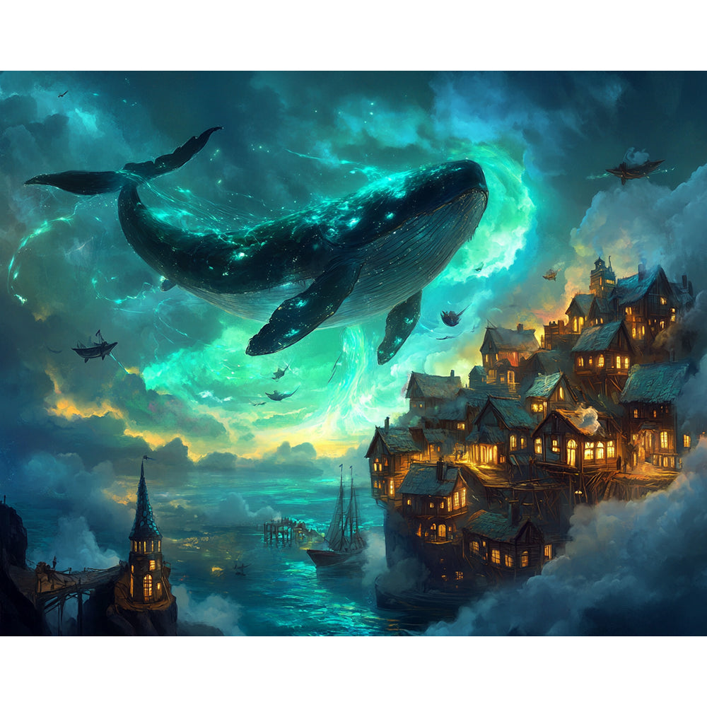 Fantasy World with Whales Painting By Number 2