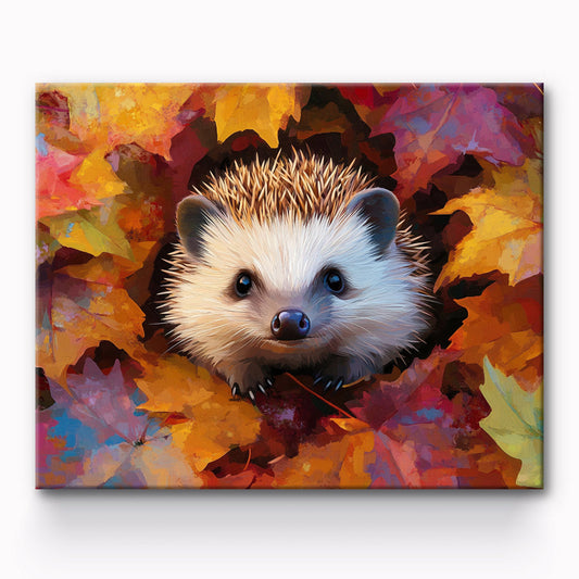 Hedgehog And Maple Leaf Painting By Number 1