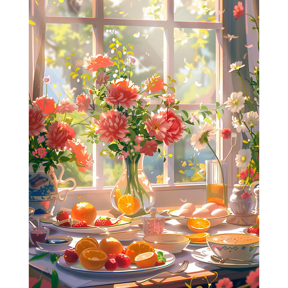 Enjoying Food Time Painting By Number 2