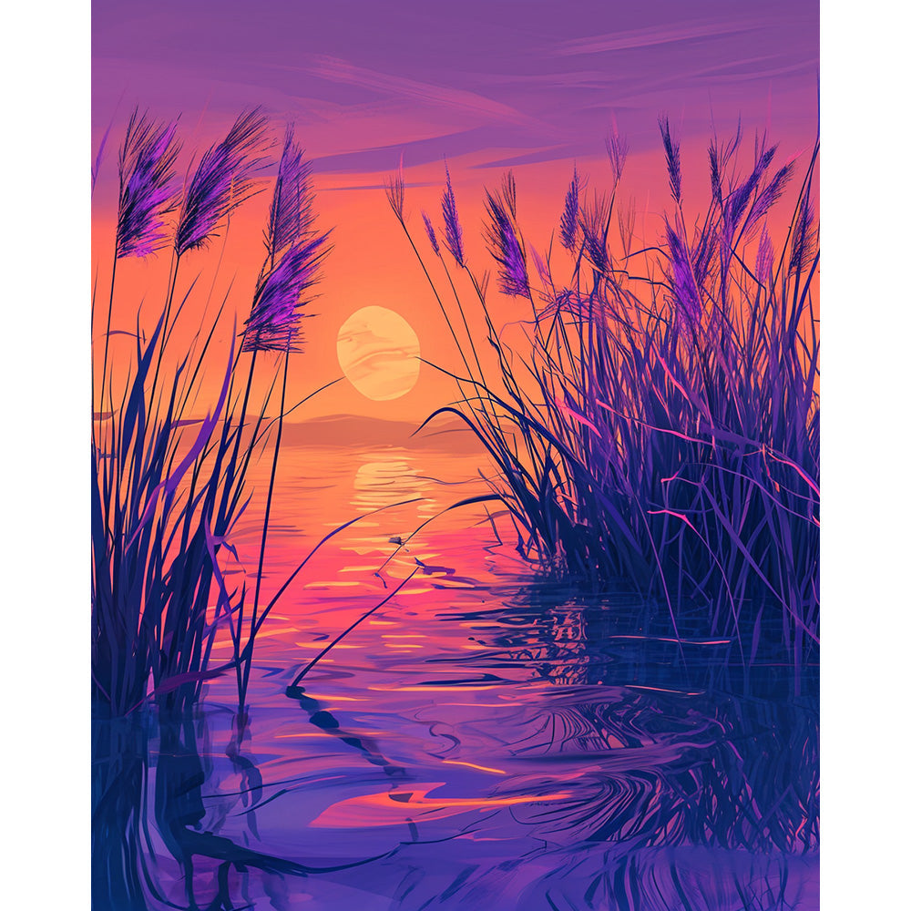 Evening Sunset at the Lake Painting By Number 2