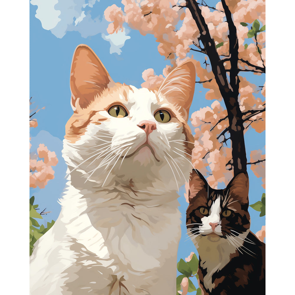 Flower Cat Painting By Number 2