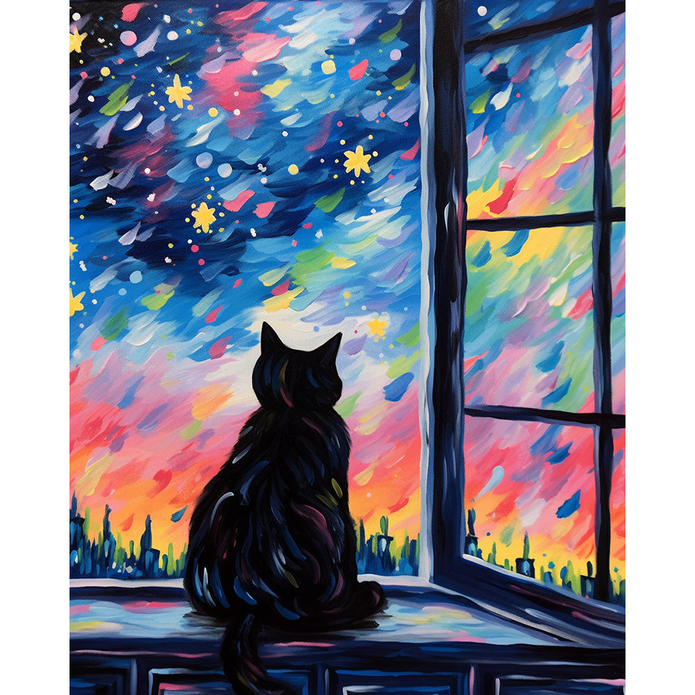 Cat Under The Stars Painting By Number 2