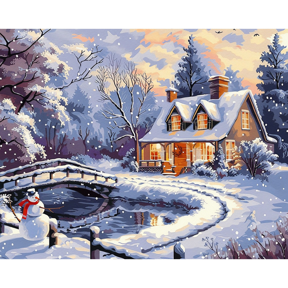 Snowman And House Painting By Number 2