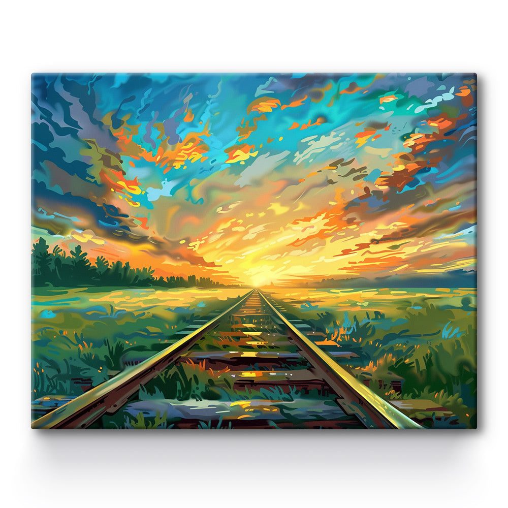 Railroad Tracks Fields  Painting By Number 1