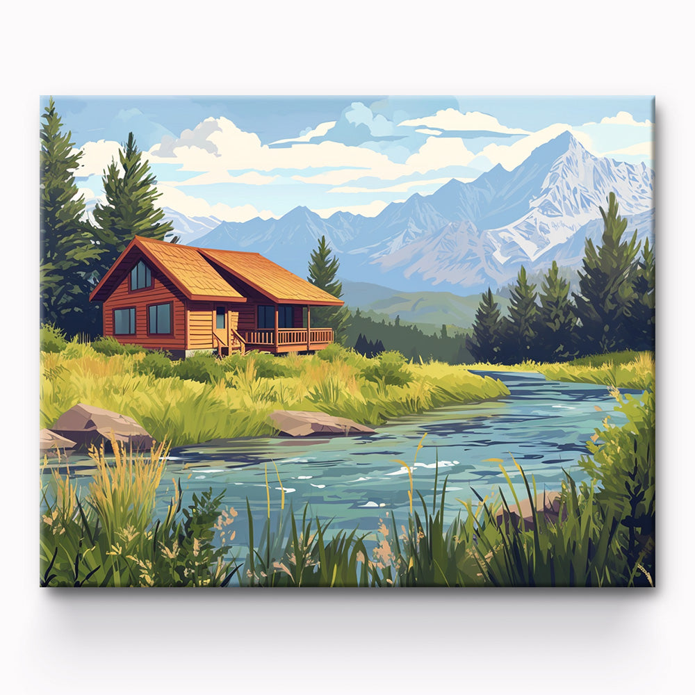 Lakeside Cabin Painting By Number 1