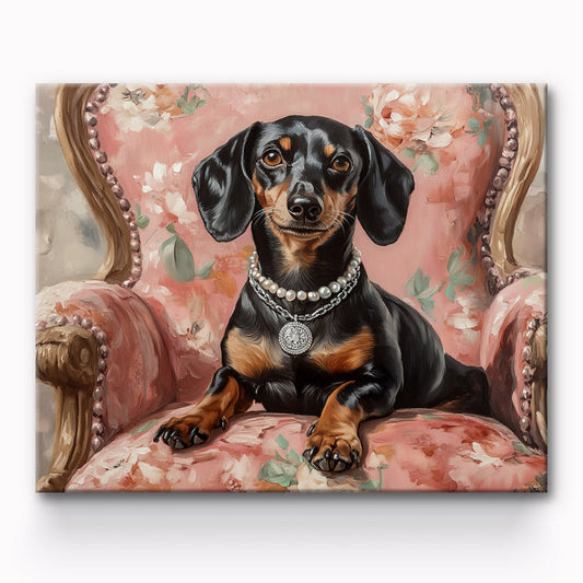 Dachshund Lying Under Pink Lights Painting By Number 1