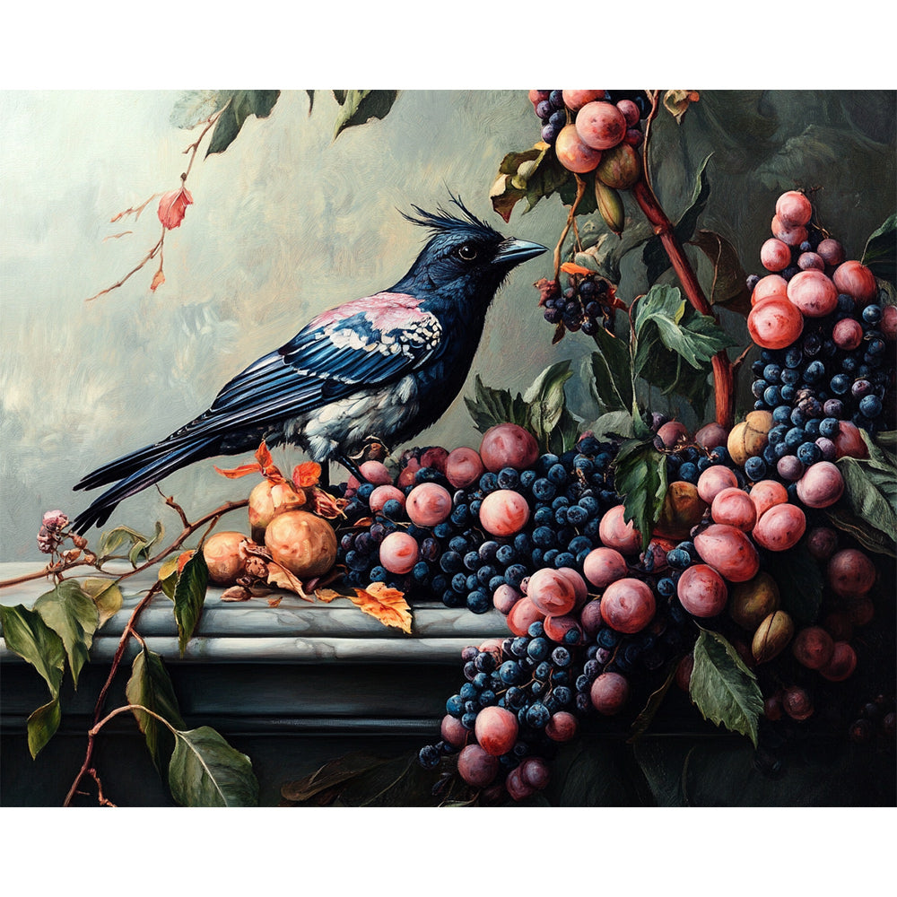 Bird Eating Fruit Painting By Number 2