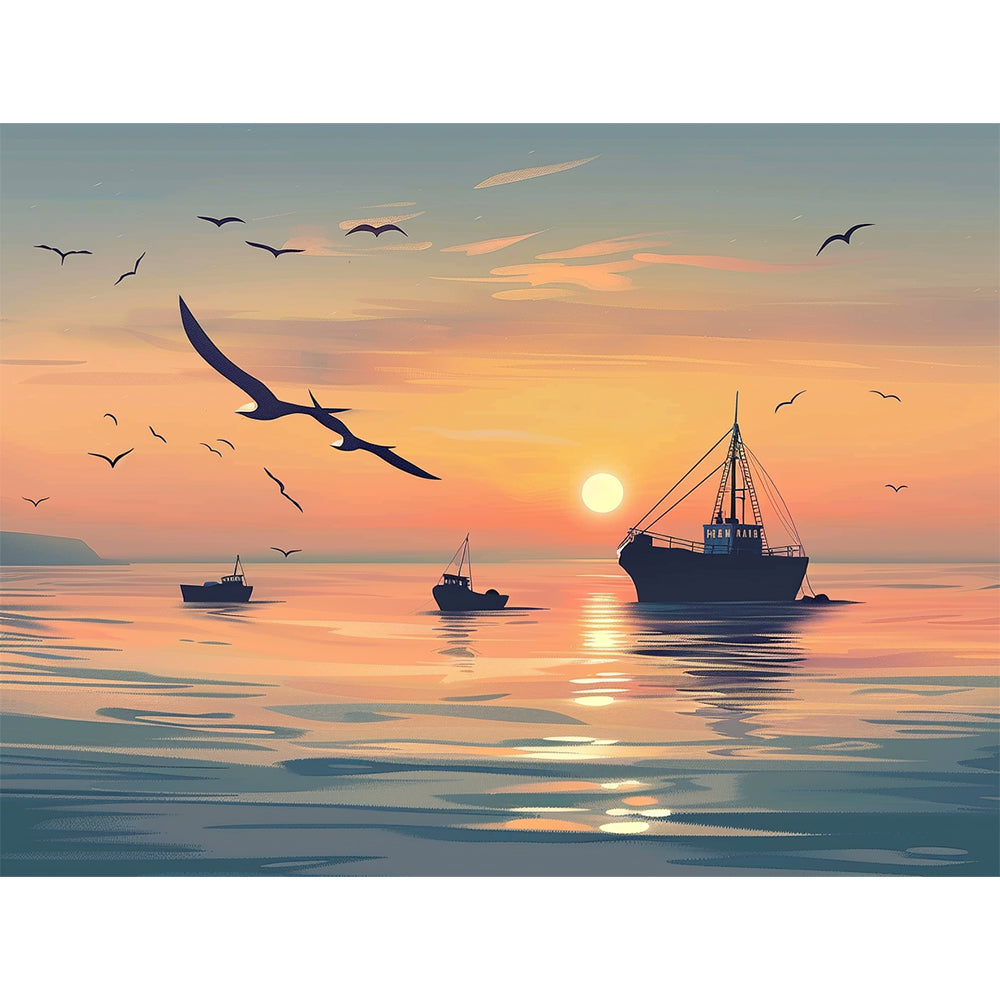 Sunset Over The Sea Painting By Number 2