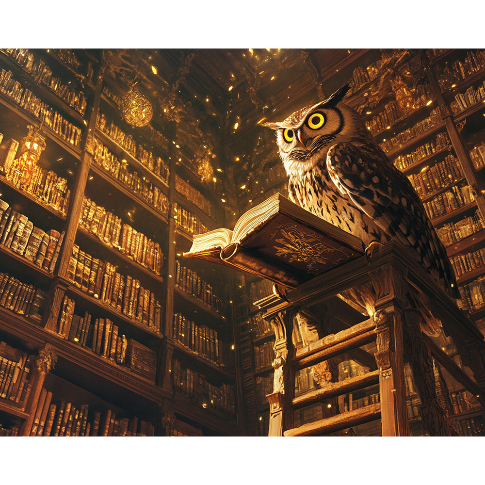 Owl Reading In Study Room Painting By Number 2