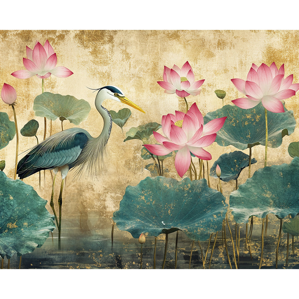 Crane on Lotus Flower Painting By Number 2