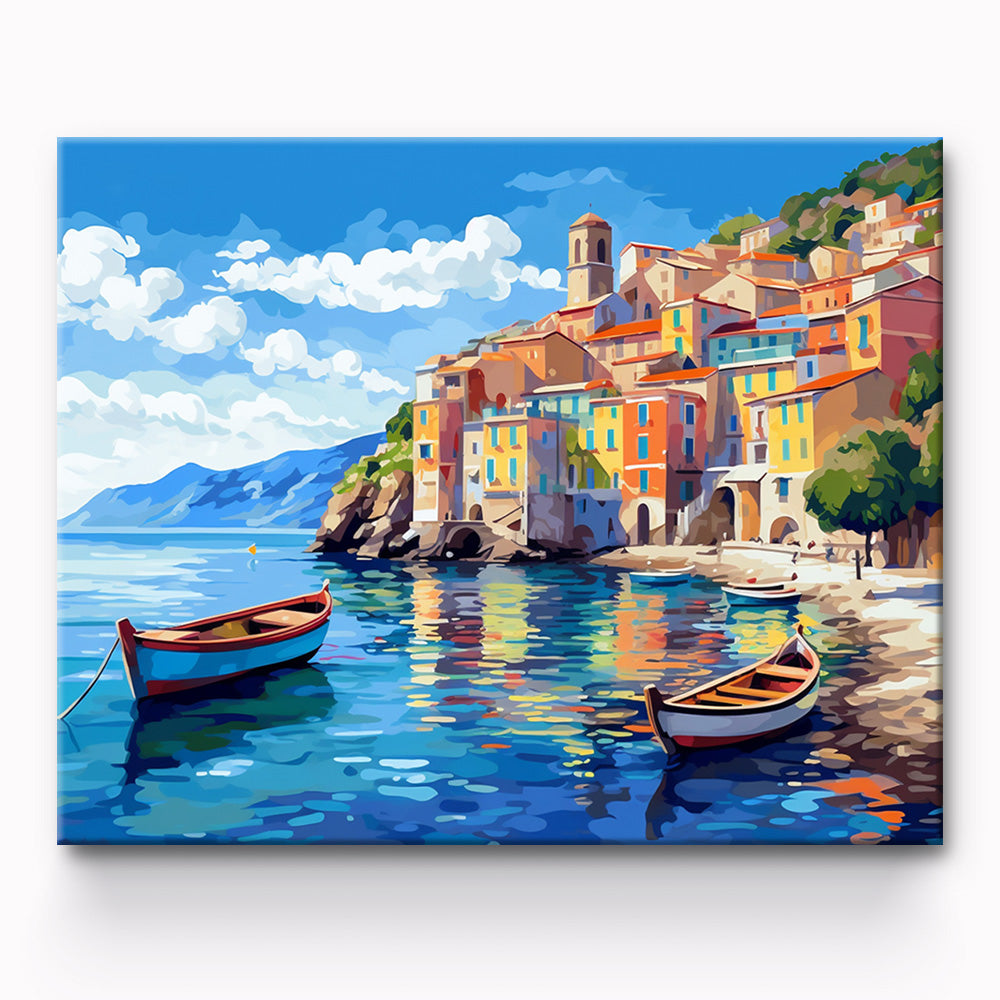Water Town City Painting By Number 1
