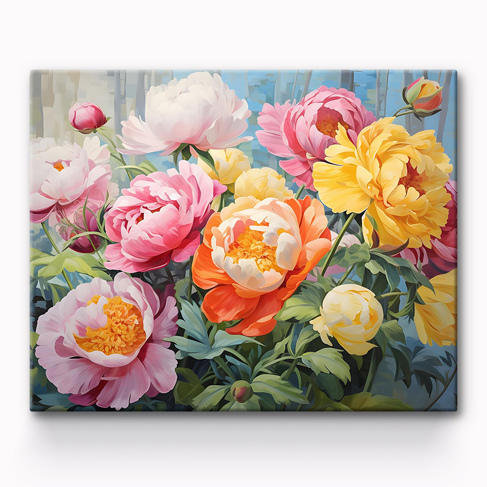 Peonies Flower Painting By Number 1