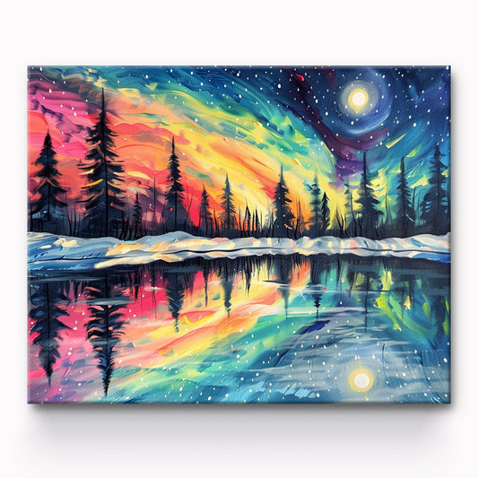 Aurora And The Trees Painting By Number 1
