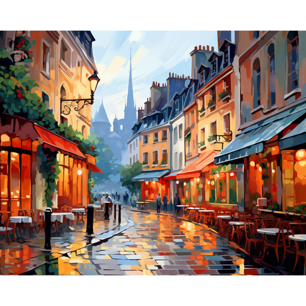 Street Side Restaurants Painting By Number 2
