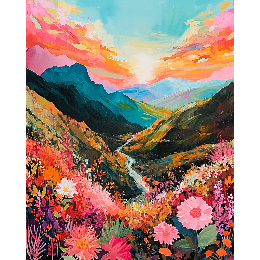 Valley Flower Landscape Painting By Number 2