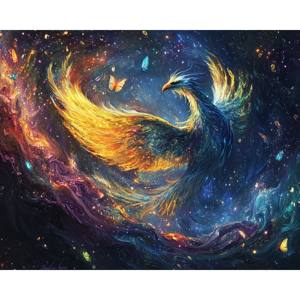 Phoenix Dancing in the Starry Sky Painting By Number 2