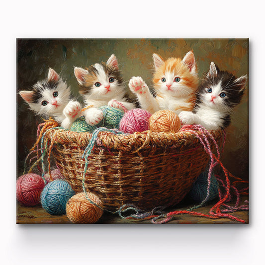 Woolly Balls and Cats Painting By Number 1